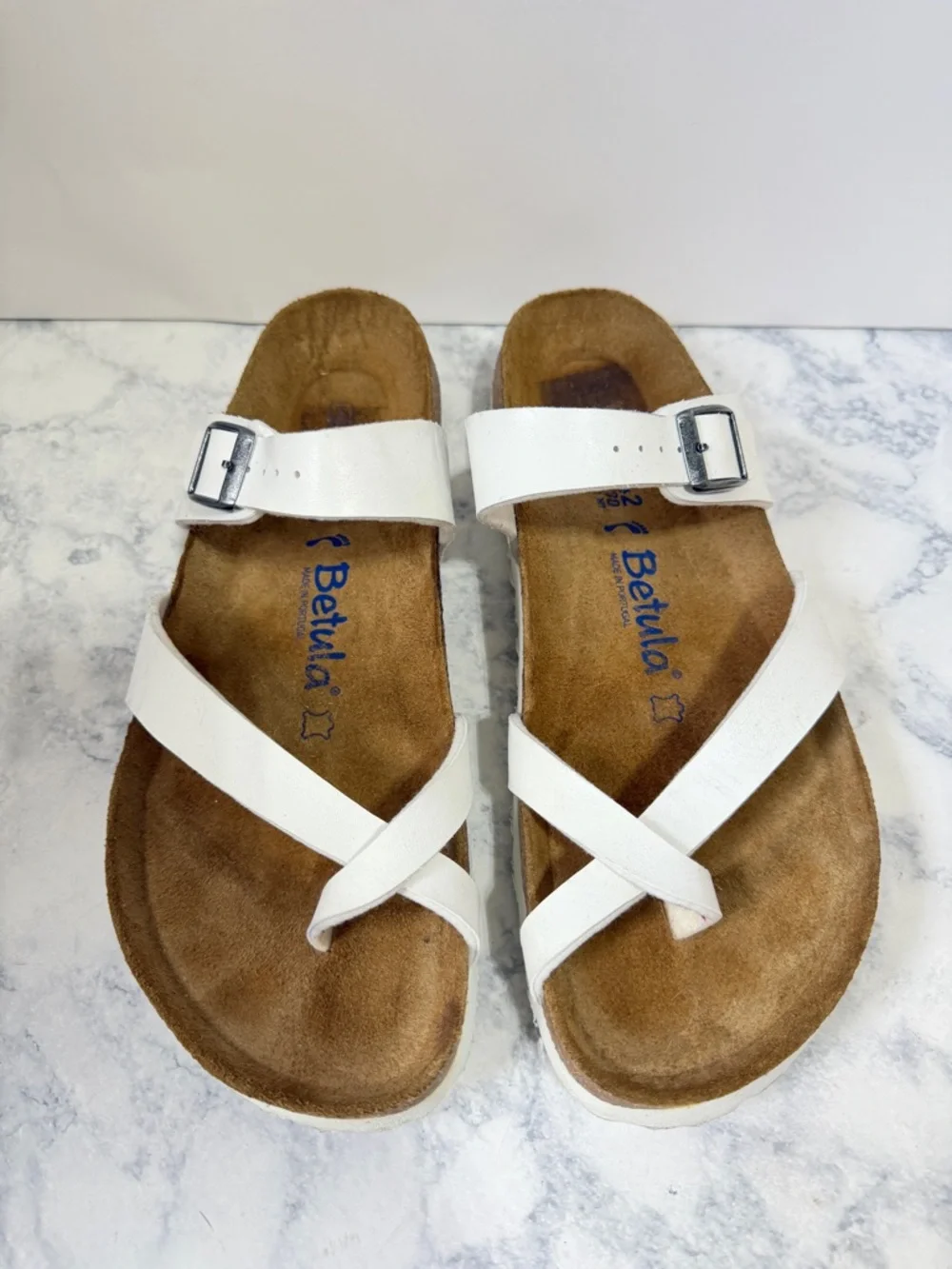 Birkenstock Betula Mia Soft White Narrow leather sandals women’s 11 men’s 9 - Picture 3 of 12